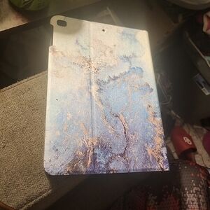 ipad case 5th/6th generation- blue marble with gold accents